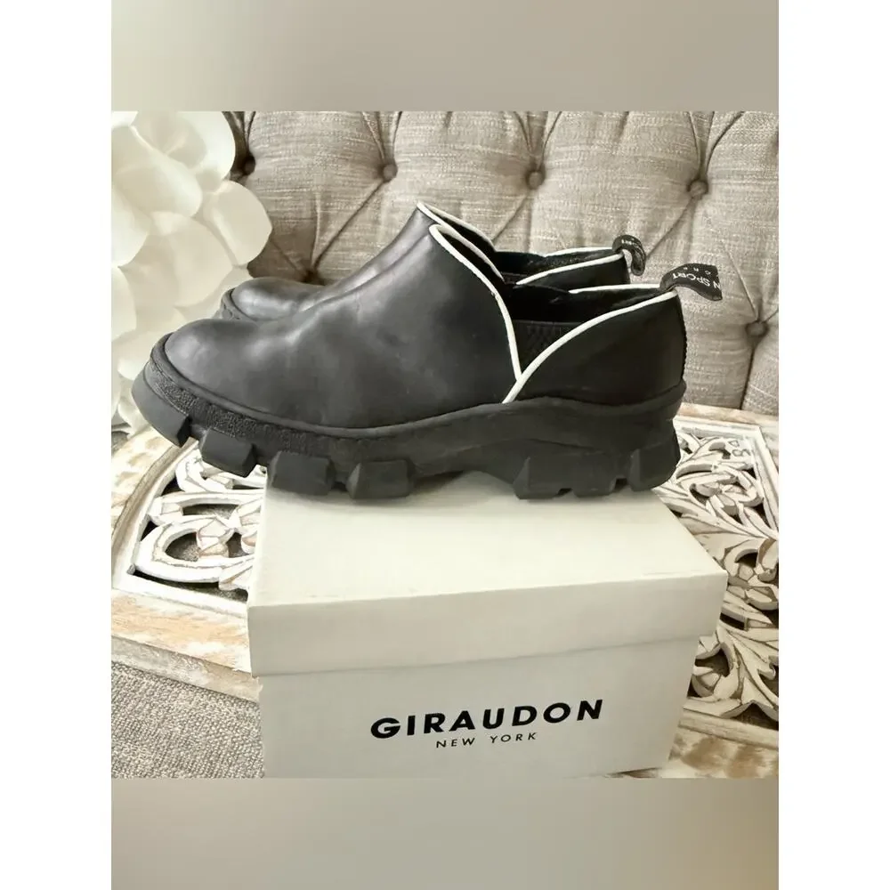 Giraudon Black Leather Slip on Shoes Women’s 7.5